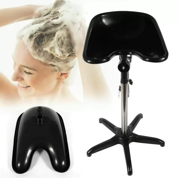 Lavabo de pelo móvil, lavabo de peluquería móvil lavabo de pelo negro ajustable en altura portátil