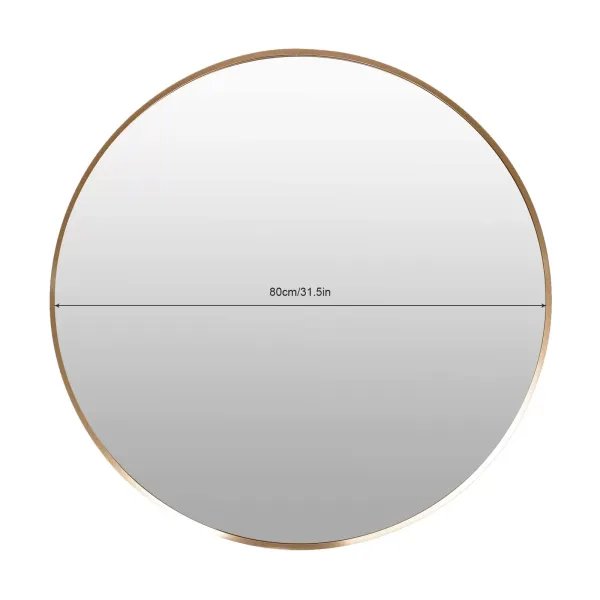 Espejo de pared redondo de 80 cm espejo de pared moderno dorado espejo de maquillaje espejo de pasillo con marco de aleación