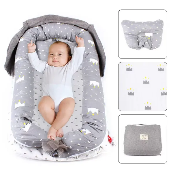 Nido de bebé recién nacido cuna bebé 85 x 45 cm, cama colchón nido bebé cojín de peinado 0-2 años