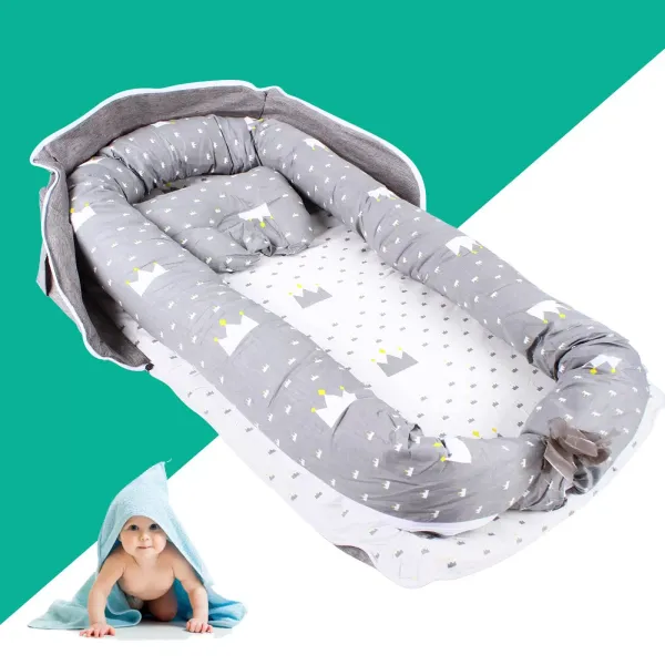 Nido de bebé recién nacido cuna bebé 85 x 45 cm, cama colchón nido bebé cojín de peinado 0-2 años