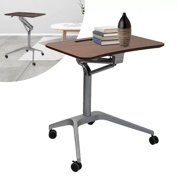 Escritorio portátil portátil plegable para ordenador portátil, altura ajustable, soporte móvil, mesa de trabajo con ruedas, ergonómicamente 4 móviles