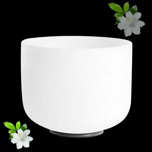 8 pulgadas cuenco cantante de cristal de cuarzo blanco F Nota para meditación de yoga, y curación completa de conciencia (blanco)