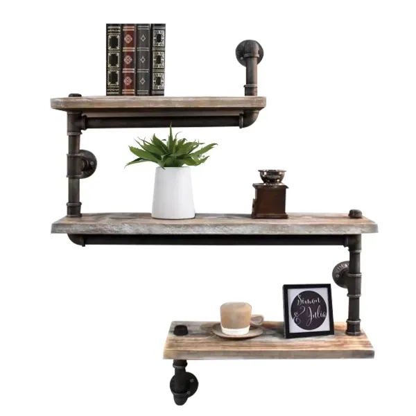CNCEST Estante industrial de madera rústica moderna escalera de 3 niveles retro montaje en pared CNCEST Estante industrial de madera rústica moderna escalera de 3 niveles retro montaje en pared