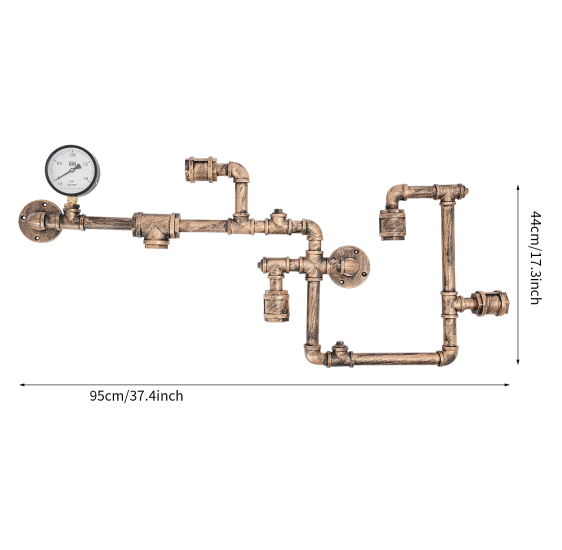 Lámpara de pared vintage, luz de tubería de agua de 5 luces, lámpara industrial de metal 220V Pasillo Iluminación interior