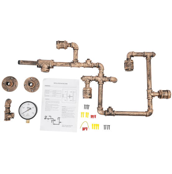 Lámpara de pared vintage, luz de tubería de agua de 5 luces, lámpara industrial de metal 220V Pasillo Iluminación interior