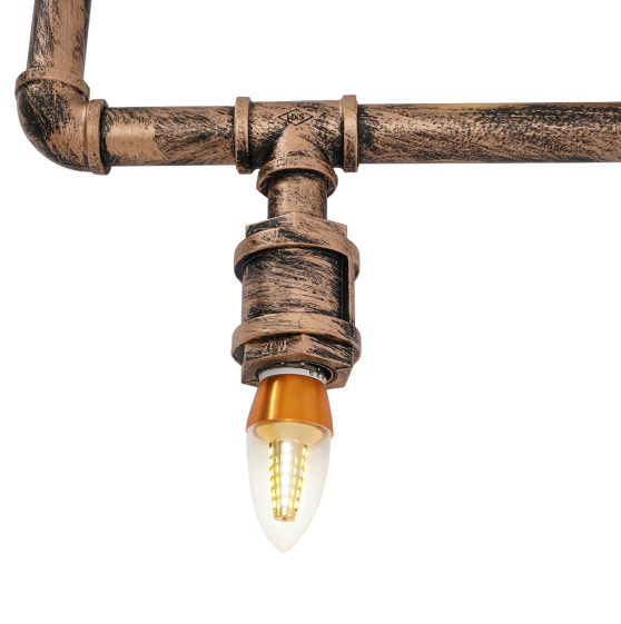 Lámpara de pared vintage, luz de tubería de agua de 5 luces, lámpara industrial de metal 220V Pasillo Iluminación interior
