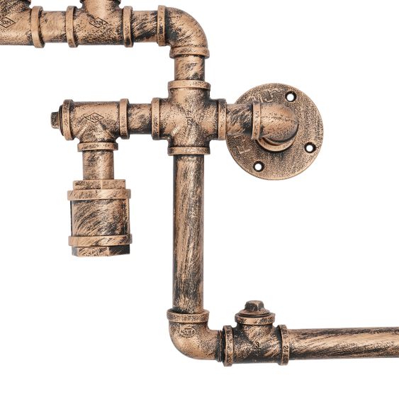 Lámpara de pared vintage, luz de tubería de agua de 5 luces, lámpara industrial de metal 220V Pasillo Iluminación interior