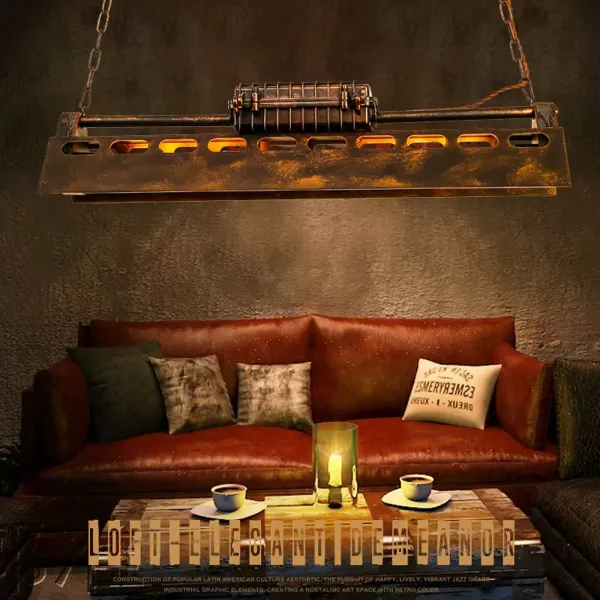 Lámpara de techo LED de 78 cm, industrial, retro, de hierro, estilo vintage