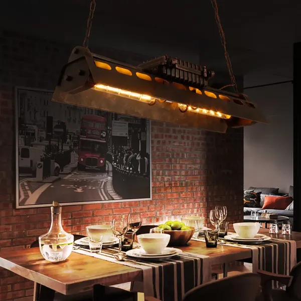 Lámpara de techo LED de 78 cm, industrial, retro, de hierro, estilo vintage