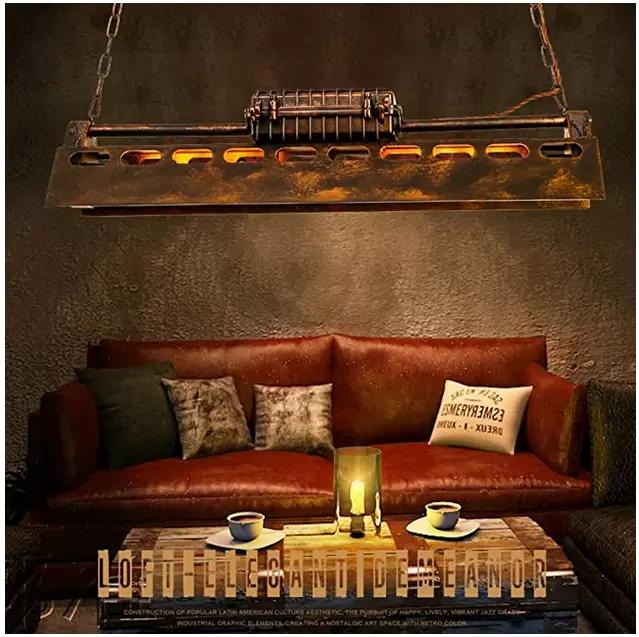 Lámpara de techo LED de 78 cm, industrial, retro, de hierro, estilo vintage