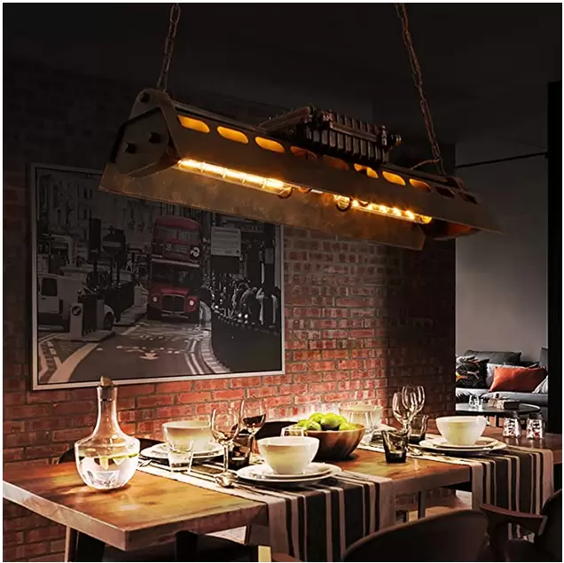 Lámpara de techo LED de 78 cm, industrial, retro, de hierro, estilo vintage