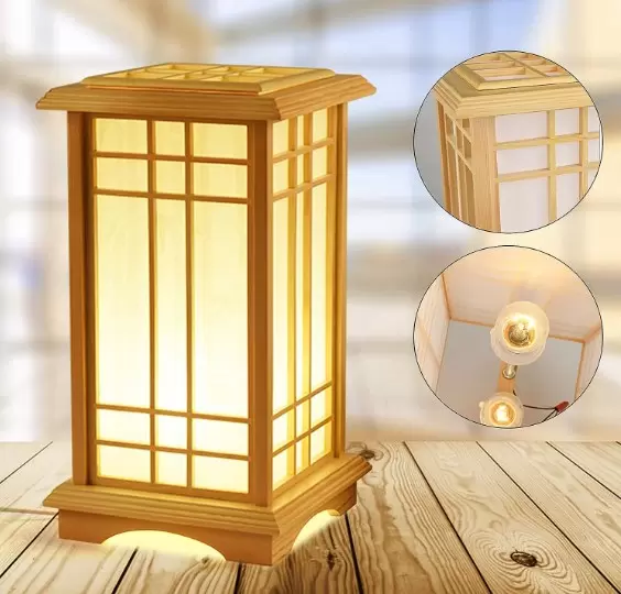 Lámpara de mesa cálida estilo chino LED 220 V moderna de madera maciza para dormitorio, salón, habitación de bebé