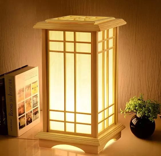 Lámpara de mesa cálida estilo chino LED 220 V moderna de madera maciza para dormitorio, salón, habitación de bebé