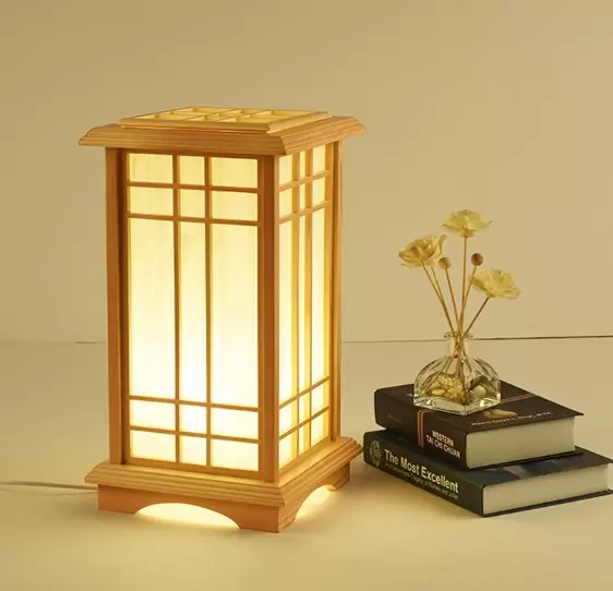 Lámpara de mesa cálida estilo chino LED 220 V moderna de madera maciza para dormitorio, salón, habitación de bebé