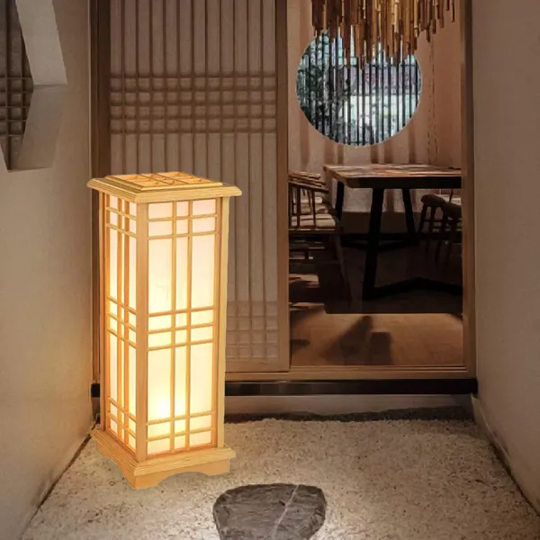 Lámpara de mesa de estilo japonés, de pino creativo, para dormitorio cálido, lámpara de noche, salón, estudio, escritorio, lámpara de mesa