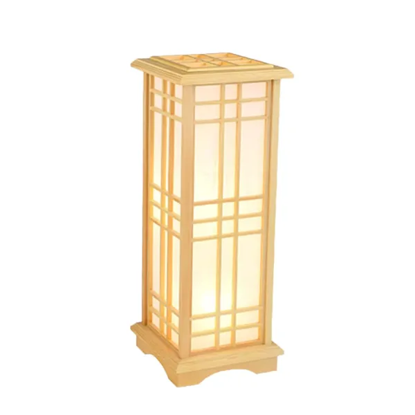 Lámpara de mesa de estilo japonés, de pino creativo, para dormitorio cálido, lámpara de noche, salón, estudio, escritorio, lámpara de mesa