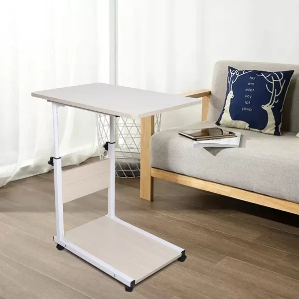 Mesa auxiliar con extremo de sofá salón, mesa móvil de metal con ruedas con bloqueo, altura ajustable para cama, balcón, exterior, 50 x 35 x 55–80 cm