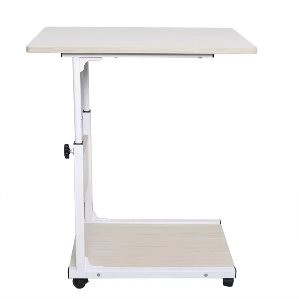 Mesa auxiliar con extremo de sofá salón, mesa móvil de metal con ruedas con bloqueo, altura ajustable para cama, balcón, exterior, 50 x 35 x 55–80 cm