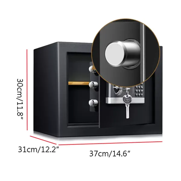 Caja fuerte electrónica con cerradura de combinación y llave 37 x 31 x 30 cm Caja fuerte con contraseña
