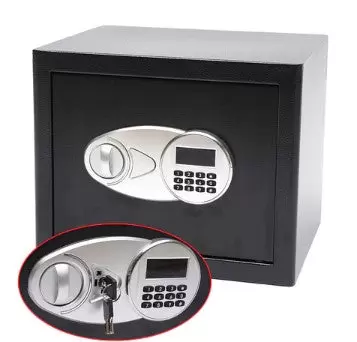 Caja fuerte electrónica con cerradura de combinación y llave 37 x 31 x 30 cm Caja fuerte con contraseña