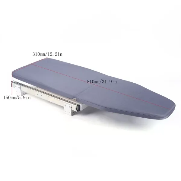 Tabla de planchar plegable, 81 x 31 cm, extensible giratoria 180°, ahorro de espacio compacto montado en pared con funda de tela extraíble, gris