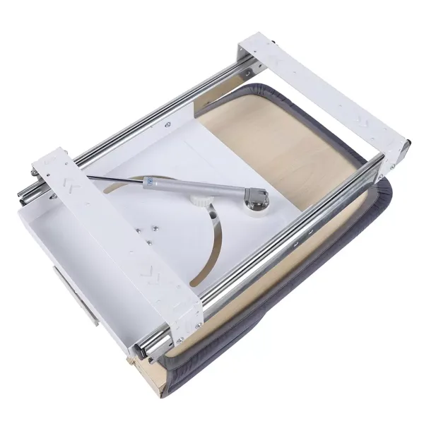 Tabla de planchar plegable, 81 x 31 cm, extensible giratoria 180°, ahorro de espacio compacto montado en pared con funda de tela extraíble, gris