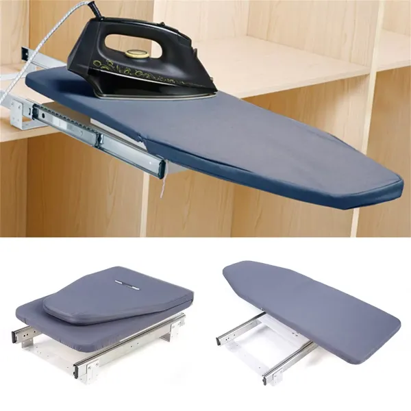 Tabla de planchar plegable, 81 x 31 cm, extensible giratoria 180°, ahorro de espacio compacto montado en pared con funda de tela extraíble, gris Tabla de planchar plegable, 81 x 31 cm, extensible giratoria 180°, ahorro de espacio compacto montado en pared con funda de tela extraíble, gris