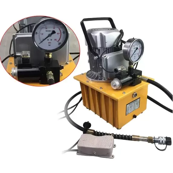 Bomba hidráulica eléctrica de 750 W, válvula magnética, de efecto sencillo, con pedal manual Acting hidráulico 70 MPA