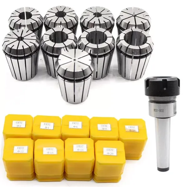 Portabrocas de apriete + ER32 (9 unidades, 2-20 mm, acero para muelles)