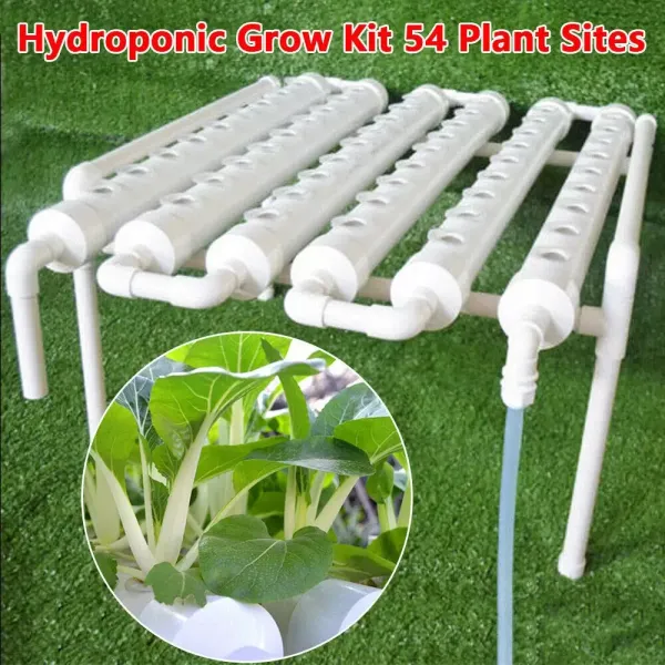Kit de cultivo hidropónico, 54 agujeros, tubo de PVC hidropónico, sistema de plantas de jardín para verduras Kit de cultivo hidropónico, 54 agujeros, tubo de PVC hidropónico, sistema de plantas de jardín para verduras