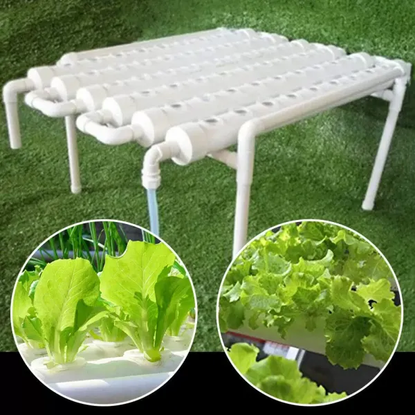 Kit de cultivo hidropónico, 54 agujeros, tubo de PVC hidropónico, sistema de plantas de jardín para verduras Kit de cultivo hidropónico, 54 agujeros, tubo de PVC hidropónico, sistema de plantas de jardín para verduras