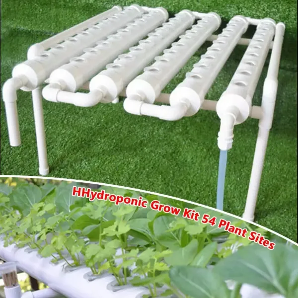 Kit de cultivo hidropónico, 54 agujeros, tubo de PVC hidropónico, sistema de plantas de jardín para verduras Kit de cultivo hidropónico, 54 agujeros, tubo de PVC hidropónico, sistema de plantas de jardín para verduras