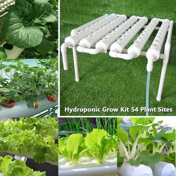 Kit de cultivo hidropónico, 54 agujeros, tubo de PVC hidropónico, sistema de plantas de jardín para verduras
