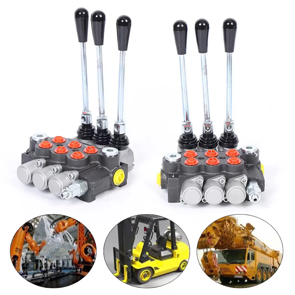 CNCEST 3 válvulas hidráulicas Spool de doble acción, cilindro de control manual, para cilindro de doble acción, 40 l/min