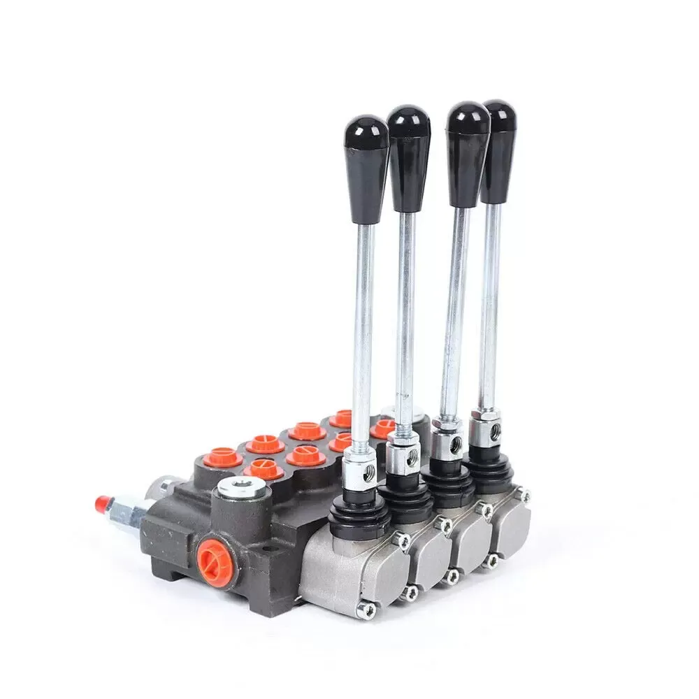 Válvula hidráulica monobloque, 4 vías de 40 l/min, bloque hidráulico, válvula de mano, válvula de control manual