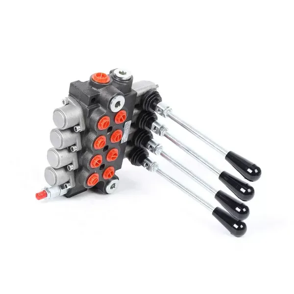 Válvula hidráulica monobloque, 4 vías de 40 l/min, bloque hidráulico, válvula de mano, válvula de control manual Válvula hidráulica monobloque, 4 vías de 40 l/min, bloque hidráulico, válvula de mano, válvula de control manual