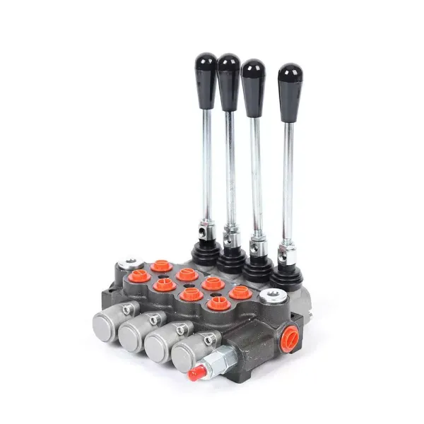 Válvula hidráulica monobloque, 4 vías de 40 l/min, bloque hidráulico, válvula de mano, válvula de control manual Válvula hidráulica monobloque, 4 vías de 40 l/min, bloque hidráulico, válvula de mano, válvula de control manual