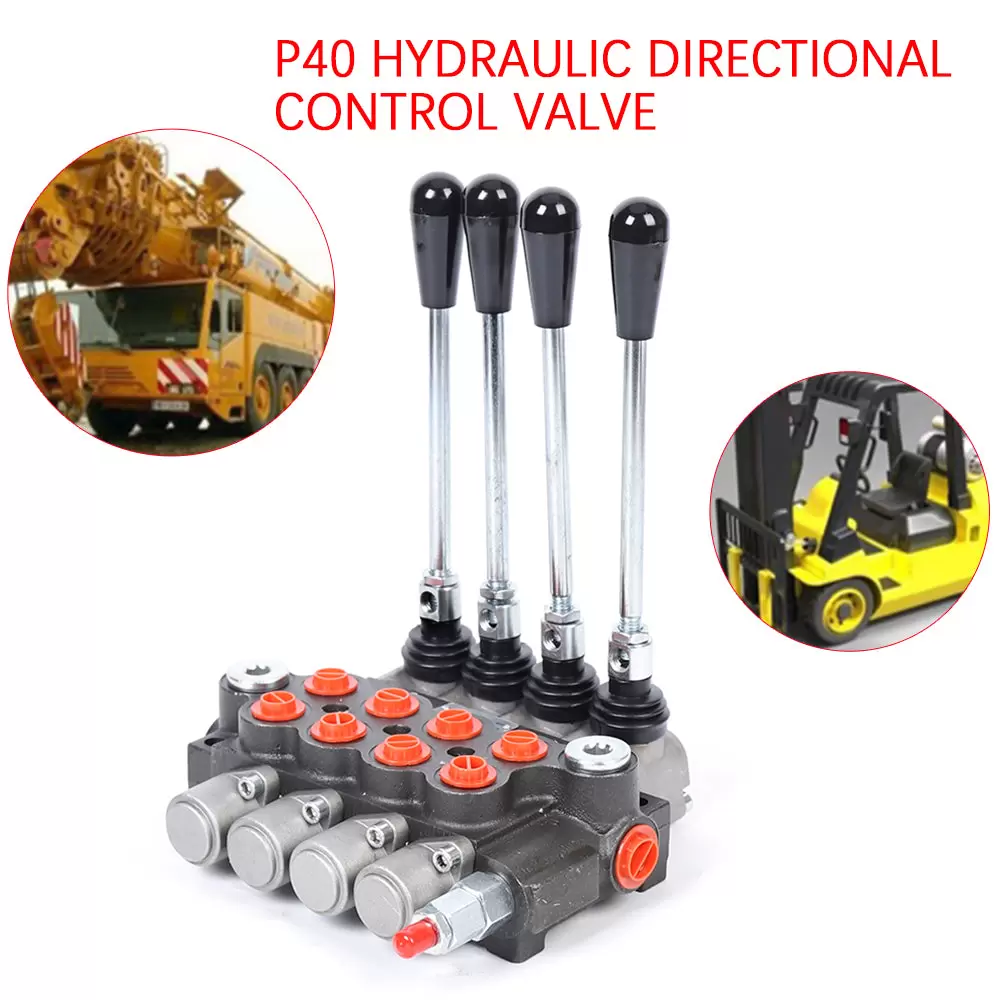 Válvula hidráulica monobloque, 4 vías de 40 l/min, bloque hidráulico, válvula de mano, válvula de control manual