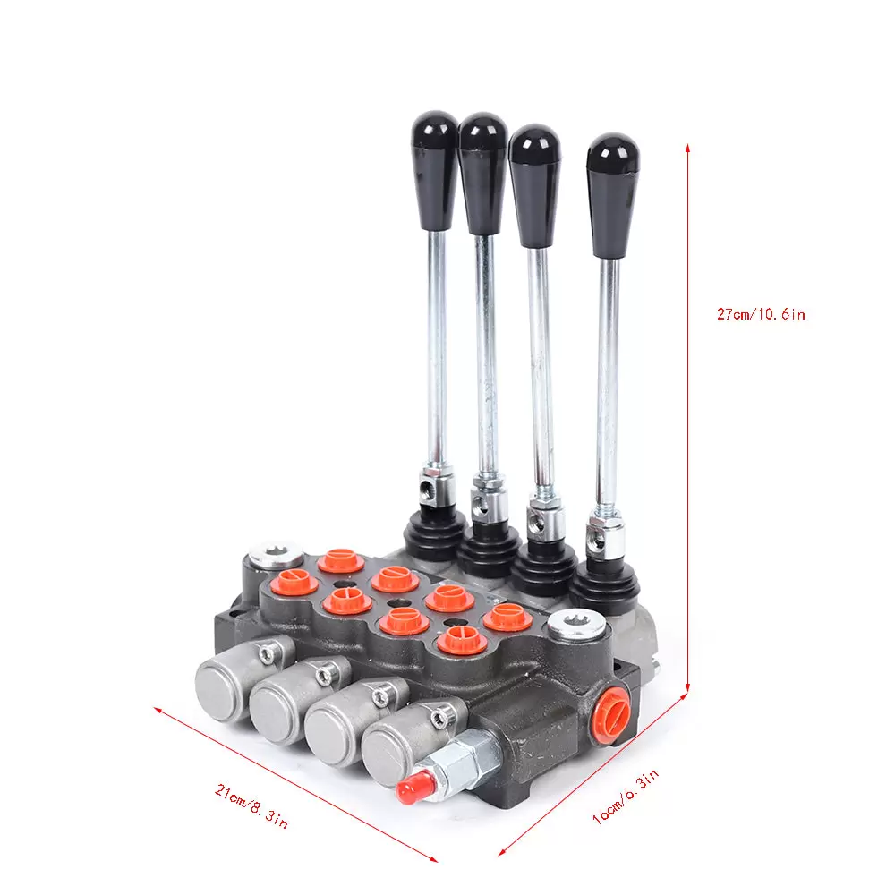 Válvula hidráulica monobloque, 4 vías de 40 l/min, bloque hidráulico, válvula de mano, válvula de control manual