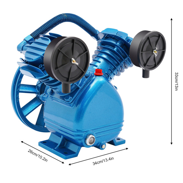 Cabezal de bomba de compresor de aire, 3HP 250L / min 115PSI V Tipo Cabezal de bomba de compresor de aire de doble cilindro