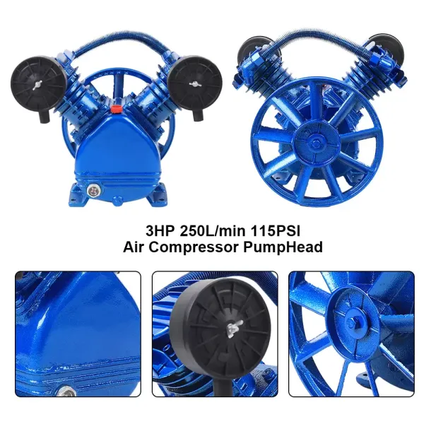 Cabezal de bomba de compresor de aire, 3HP 250L / min 115PSI V Tipo Cabezal de bomba de compresor de aire de doble cilindro Cabezal de bomba de compresor de aire, 3HP 250L / min 115PSI V Tipo Cabezal de bomba de compresor de aire de doble cilindro