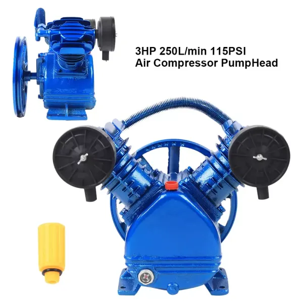 Cabezal de bomba de compresor de aire, 3HP 250L / min 115PSI V Tipo Cabezal de bomba de compresor de aire de doble cilindro