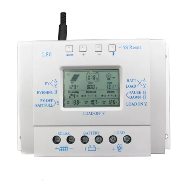 80A PWM controlador de carga solar 12V/24V, panel solar cargador de batería, interruptor automático sistema de generación de energía 80A PWM controlador de carga solar 12V/24V, panel solar cargador de batería, interruptor automático sistema de generación de energía
