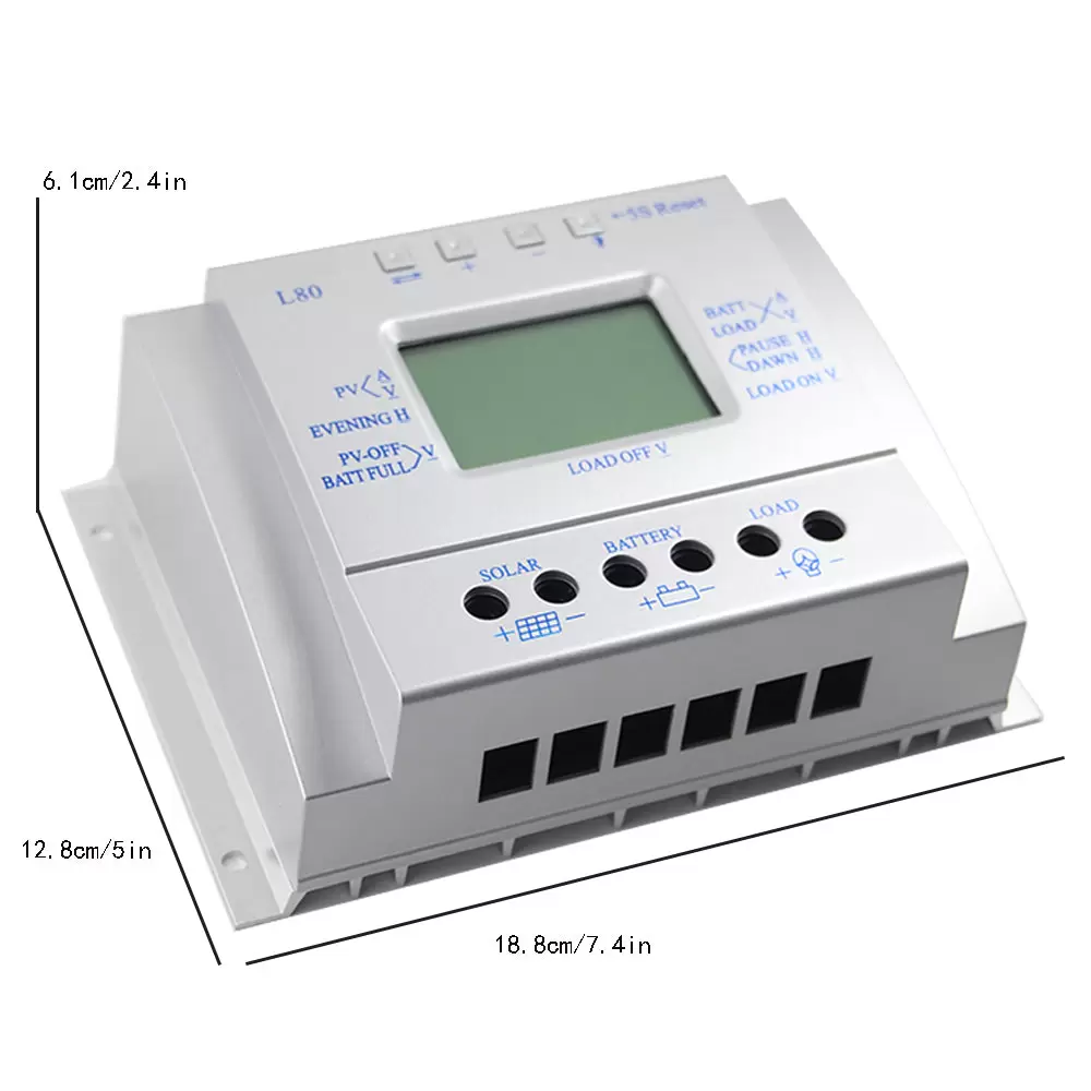 80A PWM controlador de carga solar 12V/24V, panel solar cargador de batería, interruptor automático sistema de generación de energía