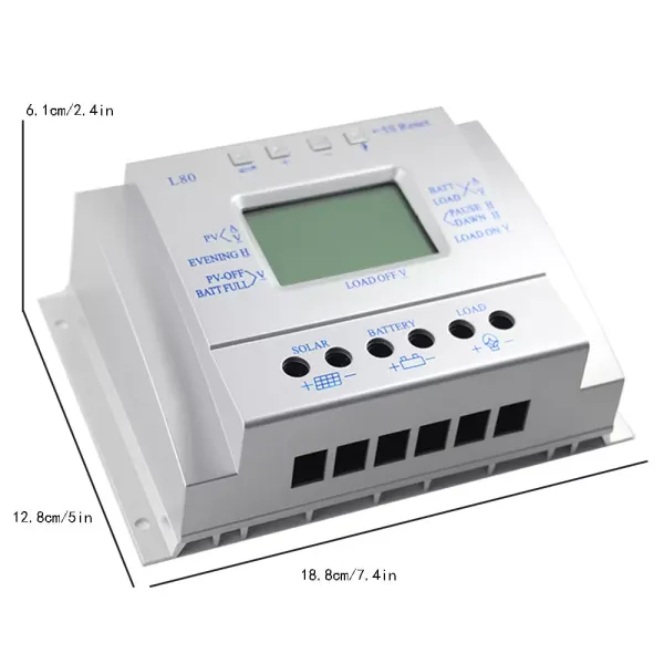 80A PWM controlador de carga solar 12V/24V, panel solar cargador de batería, interruptor automático sistema de generación de energía