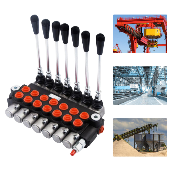 Válvulas multidireccional ajustable hidráulica de control manual 3600PSI, 7 compartimentos con palanca 60 L/min, 13GPM