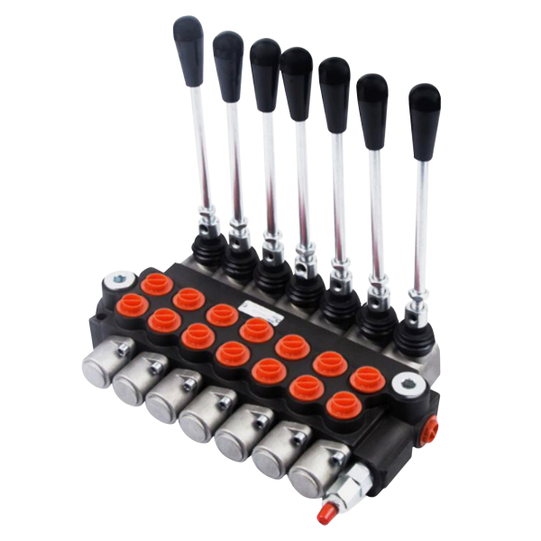 Válvulas multidireccional ajustable hidráulica de control manual 3600PSI, 7 compartimentos con palanca 60 L/min, 13GPM