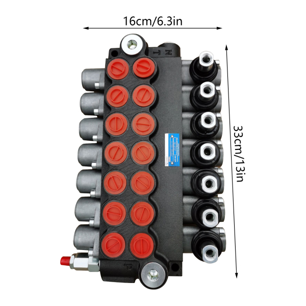 Válvulas multidireccional ajustable hidráulica de control manual 3600PSI, 7 compartimentos con palanca 60 L/min, 13GPM