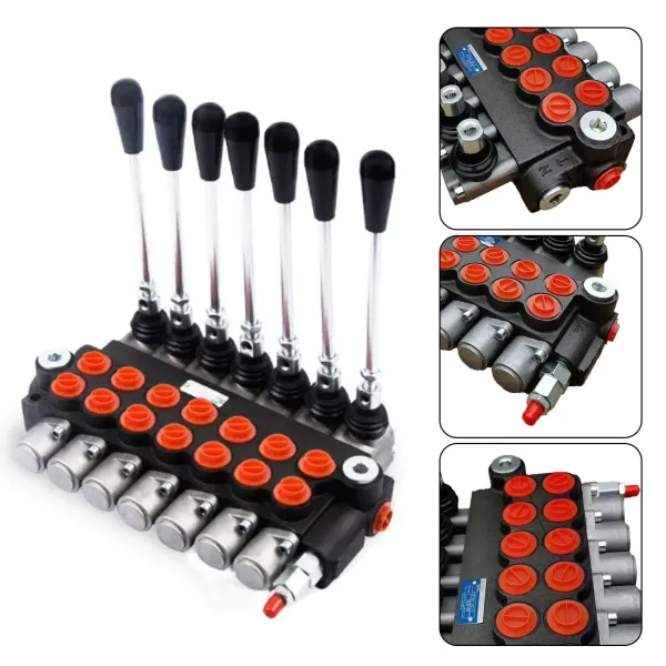 Válvulas multidireccional ajustable hidráulica de control manual 3600PSI, 7 compartimentos con palanca 60 L/min, 13GPM