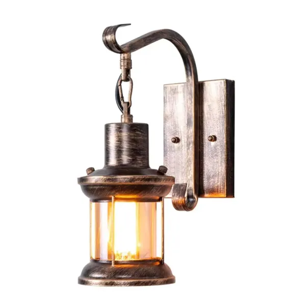 Lámpara de pared vintage de cristal antiguo, industrial, E27, de madera, para interior, para desván, terraza, restaurante, cafetería